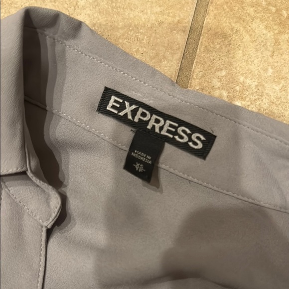 Express Gray Notched Collar Long Sleeve Dress - Picture 2 of 5